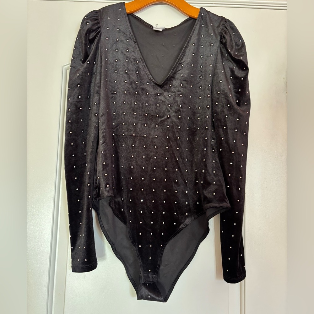 H&M Bodysuit - Bejeweled Long Sleeve Bodysuit. Puff sleeve. Size medium.
